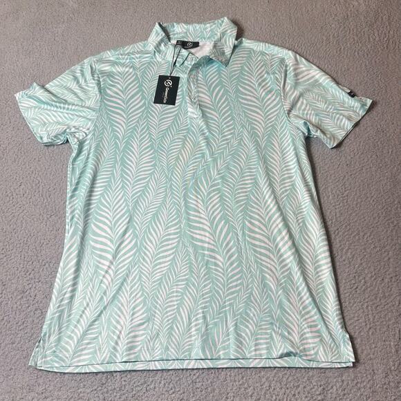 GreenSide Golf Polo Mens M Green/White Moisture Wicking Short‎ Sleeve Polo NEW - Picture 1 of 12